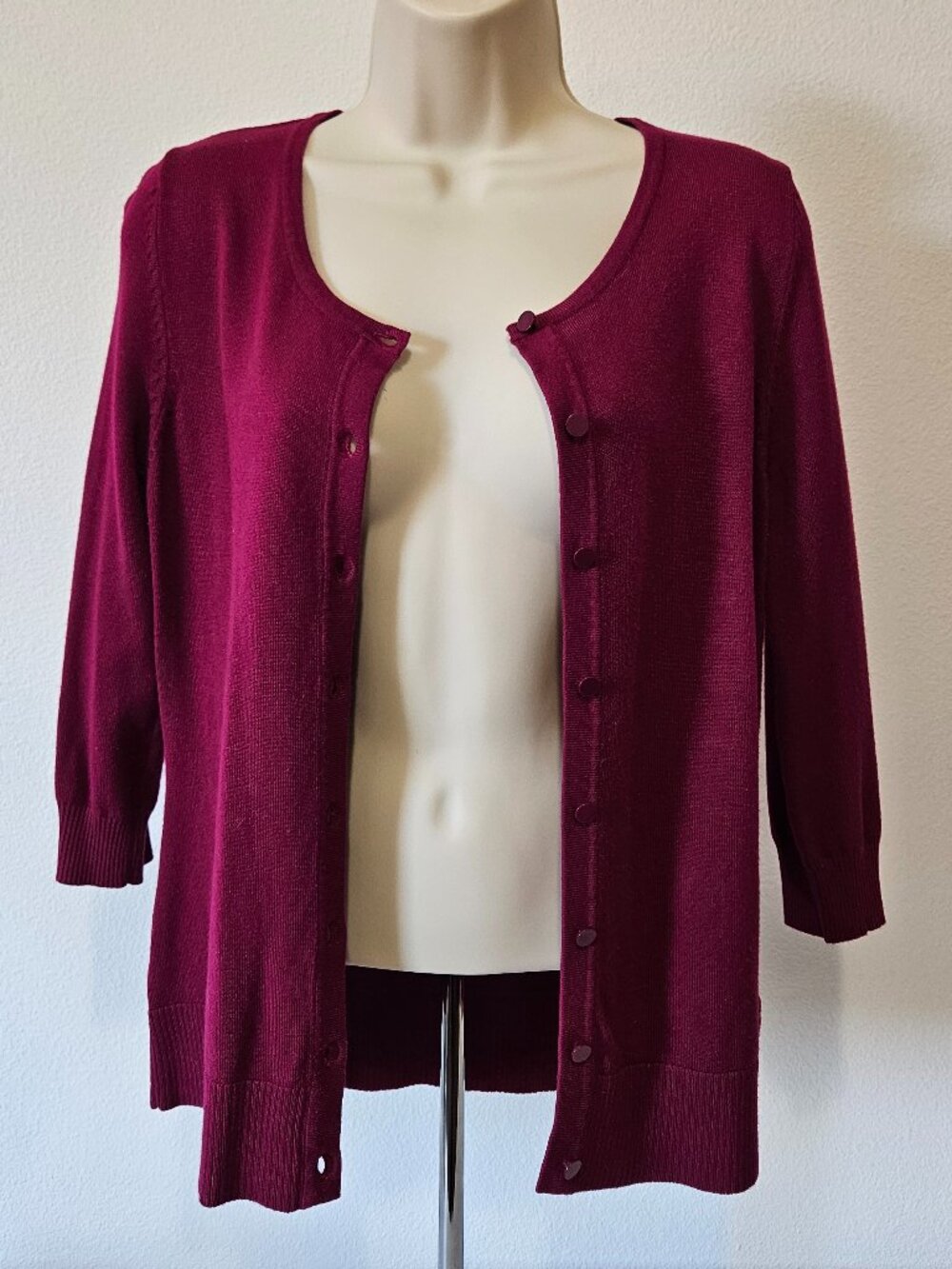 Dressbarn Button‑Front 3/4 Sleeve Cardigan Sweater - Picture 2 of 10